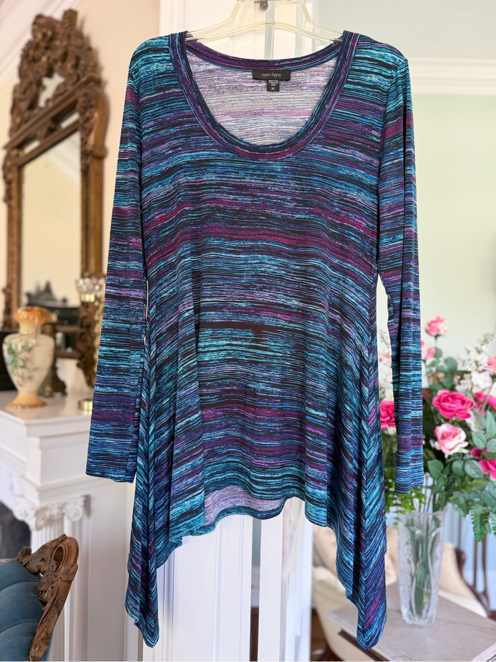 Karen Kane Striped Tunic in Teal, Purple & Blue